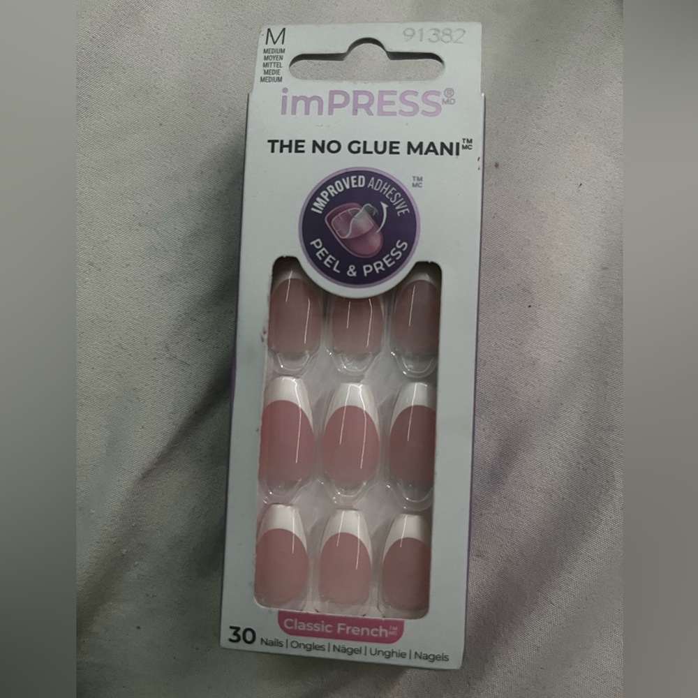 Impress press on French tip nails